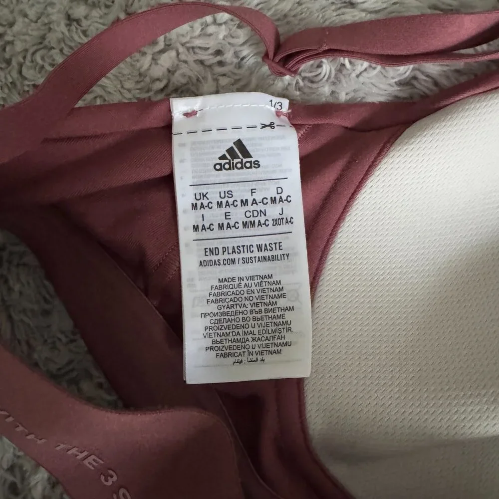 adidas | NWOT Yoga Studio Light-Support Bra in Burgundy Size Medium - Picture 7 of 9